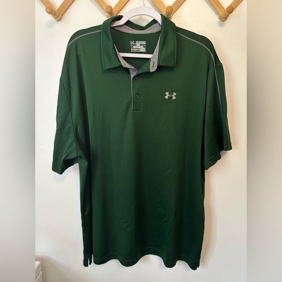 Under Armour Polo Shirt Mens 3XL HeatGear Loose Fit Dark Green Golf Performance - Picture 1 of 3